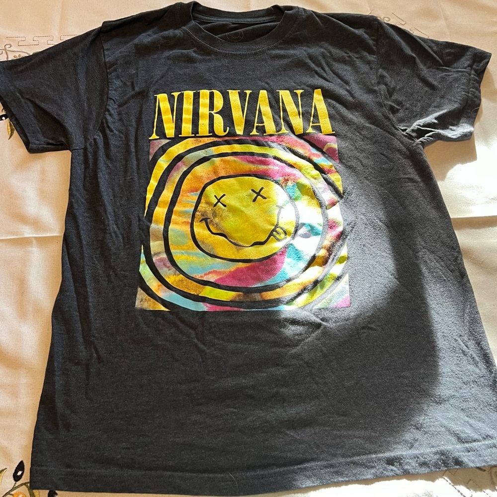 Nirvana Adult Tee Shirt Large Band Smiley Logo Short Sleeve Tye-Dye!